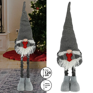 Wichtel "Udo" grau mit Teleskopbeinen max. H:80/120cm Wichtelmännchen Weihnachtswichtel Zwerg Adventsdeko Weihnachtsdeko