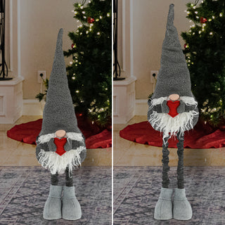 Wichtel "Udo" grau mit Teleskopbeinen max. H:80/120cm Wichtelmännchen Weihnachtswichtel Zwerg Adventsdeko Weihnachtsdeko