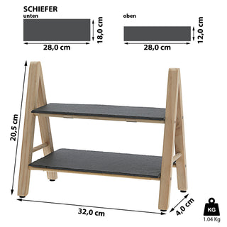 Etagere Schiefer Holz 2 Etagen 32x18x28cm Gestell Servierplatte Serviertablett Servierständer