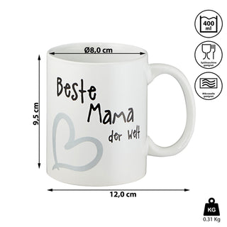 Kaffeebecher Kaffeetasse "Beste/r Mama/Papa/Oma/Opa der Welt" Henkelbecher 400ml
