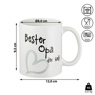 Kaffeebecher Kaffeetasse "Beste/r Mama/Papa/Oma/Opa der Welt" Henkelbecher 400ml