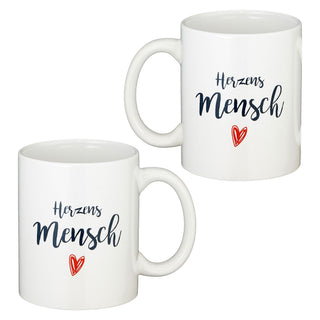 Tasse Kaffeebecher Herzensmensch Uni oder Rautendruck 300 ml Steinzeug Aufdruck