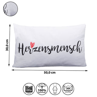 Kissen Herzensmensch in weiß /grau Sofakissen Kuschelkissen mit Herz