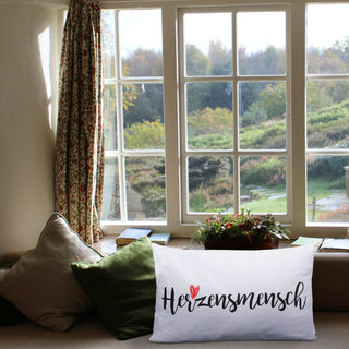 Kissen Herzensmensch in weiß /grau Sofakissen Kuschelkissen mit Herz