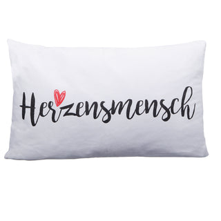 Kissen Herzensmensch in weiß /grau Sofakissen Kuschelkissen mit Herz