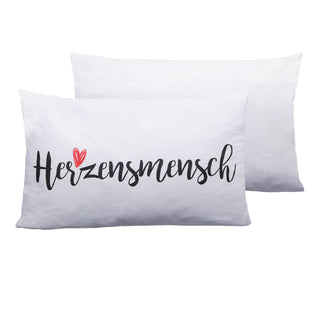 Kissen Herzensmensch in weiß /grau Sofakissen Kuschelkissen mit Herz