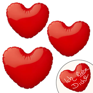 3x Herz rot aufblasbar zum Beschriften als Geschenk zur Hochzeit oder zum Valentinstag