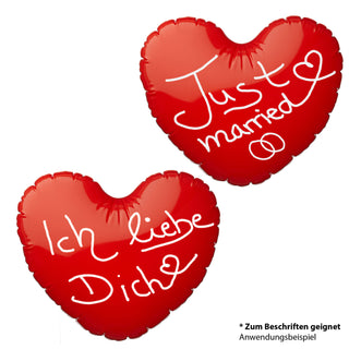3x Herz rot aufblasbar zum Beschriften als Geschenk zur Hochzeit oder zum Valentinstag