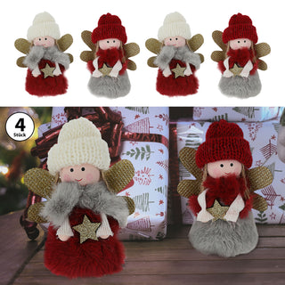Dekoengel 4er Set H11 cm verschiedene Motive Plüschengel Mädchen Engel Puppe Weihnachtsengel