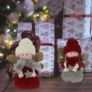 Dekoengel 4er Set H11 cm verschiedene Motive Plüschengel Mädchen Engel Puppe Weihnachtsengel