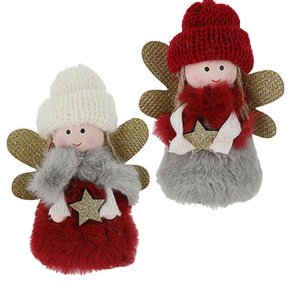 Dekoengel 4er Set H11 cm verschiedene Motive Plüschengel Mädchen Engel Puppe Weihnachtsengel