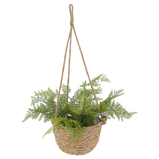 2x Pflanzkorb zum Aufhängen S:Ø22x15cm; M:Ø25x18cm Kunstofffolien-Inlay Korbset Rohrkolbengras Hängekorb Korb