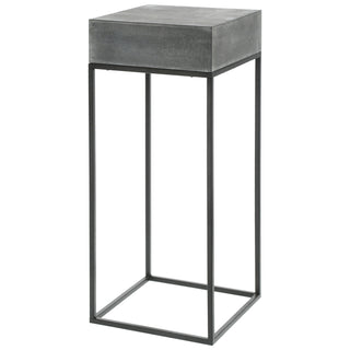 Pflanztisch Beistelltisch 3er-Set Steinoptik 3 Größen H70/58/46 Metall MDF Tisch-Set quadratisch Blumentreppe