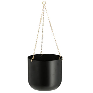 Pflanztopf Hänger 3er Set in drei Größen schwarz Kunststoff Metall Übertopf Hängetopf Blumentopf Pflanzgefäß