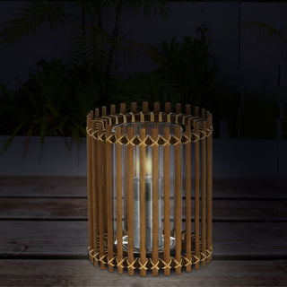 WIndlicht Rattan natur Glaseinsatz Kerzen Teelichter H20cm Laterne Kerzentständer Dekoleuchte