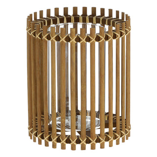 WIndlicht Rattan natur Glaseinsatz Kerzen Teelichter H20cm Laterne Kerzentständer Dekoleuchte