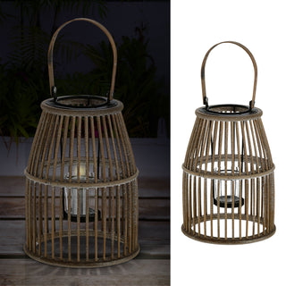 Laterne Rattan Henkel Kegelform Glaseinsatz Kerzen Teelichter H:25/35cm Laterne Kerzentständer Dekoleuchte