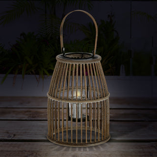 Laterne Rattan Henkel Kegelform Glaseinsatz Kerzen Teelichter H:25/35cm Laterne Kerzentständer Dekoleuchte