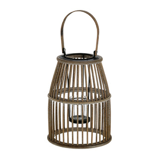 Laterne Rattan Henkel Kegelform Glaseinsatz Kerzen Teelichter H:25/35cm Laterne Kerzentständer Dekoleuchte