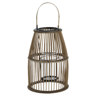 Laterne Rattan Henkel Kegelform Glaseinsatz Kerzen Teelichter H:25/35cm Laterne Kerzentständer Dekoleuchte