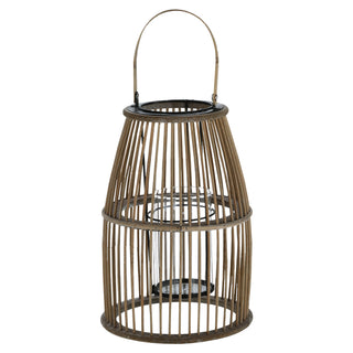 Laterne Rattan Henkel Kegelform Glaseinsatz Kerzen Teelichter H:25/35cm Laterne Kerzentständer Dekoleuchte