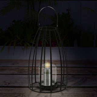 Laterne Henkel Eisen Metallstreben Kegelform Glaseinsatz Kerzen Teelichter H:20/25cm Laterne Kerzentständer Dekoleuchte