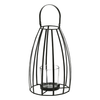 Laterne Henkel Eisen Metallstreben Kegelform Glaseinsatz Kerzen Teelichter H:20/25cm Laterne Kerzentständer Dekoleuchte