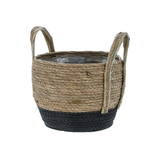 Pflanzkorb 3er Set Rohrkolbengras S:20x25x20cm; M23x28x23cm; L:26x31x26cm Kunstofffolien-Inlay Übertopf Körbe Korbset Pflanztopf