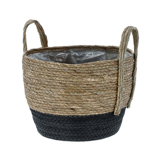 Pflanzkorb 3er Set Rohrkolbengras S:20x25x20cm; M23x28x23cm; L:26x31x26cm Kunstofffolien-Inlay Übertopf Körbe Korbset Pflanztopf