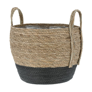 Pflanzkorb 3er Set Rohrkolbengras S:20x25x20cm; M23x28x23cm; L:26x31x26cm Kunstofffolien-Inlay Übertopf Körbe Korbset Pflanztopf