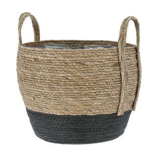 Pflanzkorb 3er Set Rohrkolbengras S:20x25x20cm; M23x28x23cm; L:26x31x26cm Kunstofffolien-Inlay Übertopf Körbe Korbset Pflanztopf