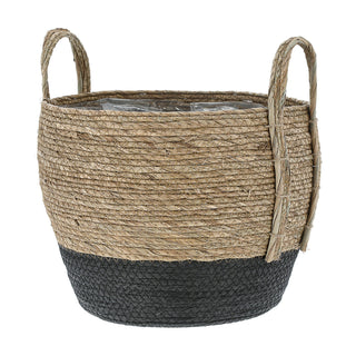 Pflanzkorb 3er Set Rohrkolbengras S:20x25x20cm; M23x28x23cm; L:26x31x26cm Kunstofffolien-Inlay Übertopf Körbe Korbset Pflanztopf