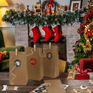 Adventskalender DIY Bastelset 12x24x6cm Papiertüten Zahlensticker Schnur Klammern Geschenktüten Tüten