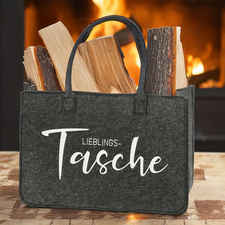Filztasche 'Lieblingstasche' 49x34x27cm dunkelgrau 100% Polyesterfilz 5mm Einkaufstasche Aufbewahrungstasche Shopper Henkeltasche