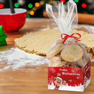 Gebäcktüten 6er Set 2 Motive Pralinenschachtel Geschenkverpackung Pappschachtel Tüte Geschenkanhänger Geschenkband