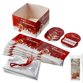 Gebäcktüten 6er Set 2 Motive Pralinenschachtel Geschenkverpackung Pappschachtel Tüte Geschenkanhänger Geschenkband