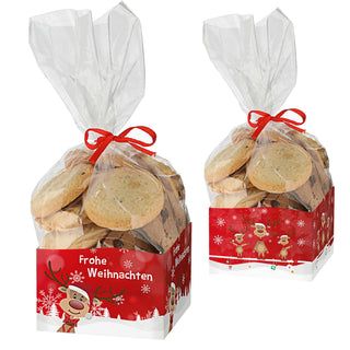 Gebäcktüten 6er Set 2 Motive Pralinenschachtel Geschenkverpackung Pappschachtel Tüte Geschenkanhänger Geschenkband