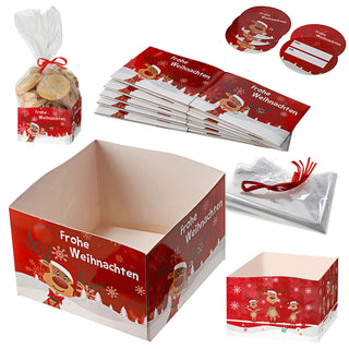 Gebäcktüten 6er Set 2 Motive Pralinenschachtel Geschenkverpackung Pappschachtel Tüte Geschenkanhänger Geschenkband