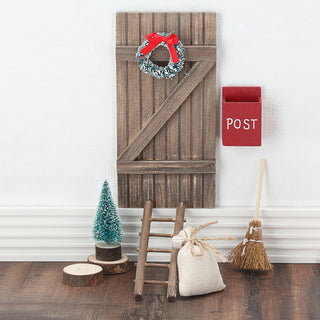 Wichteltür Set 8tlg Weihnachtswichtel Tür Besen Tannenbaum Briefkasten Leiter Elfentür Zwergentür Bausatz