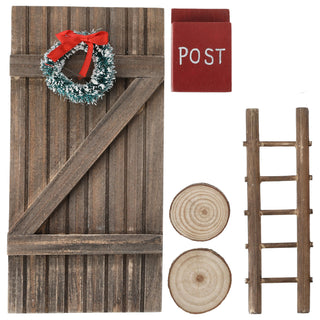 Wichteltür Set 8tlg Weihnachtswichtel Tür Besen Tannenbaum Briefkasten Leiter Elfentür Zwergentür Bausatz