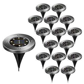 1/8/16/24x Wegleuchte Solar Erdspieß Gartenleuchte Bodenlicht 8 LEDs Ø12cm Edelstahl
