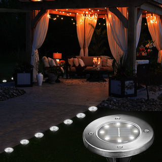 1/8/16/24x Wegleuchte Solar Erdspieß Gartenleuchte Bodenlicht 8 LEDs Ø12cm Edelstahl