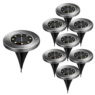 1/8/16/24x Wegleuchte Solar Erdspieß Gartenleuchte Bodenlicht 8 LEDs Ø12cm Edelstahl