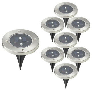 1/8/16/24x Wegleuchte Solar Erdspieß Gartenleuchte Bodenlicht 2 LEDs Ø12cm Edelstahl