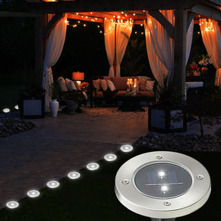 1/8/16/24x Wegleuchte Solar Erdspieß Gartenleuchte Bodenlicht 2 LEDs Ø12cm Edelstahl