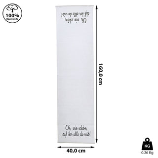 Tischläufer Baumwolle 40x160cm "...oh wie schön, dass ihr alle da seid!" Baumwolle Läufer Tischauflage Spruchdecke