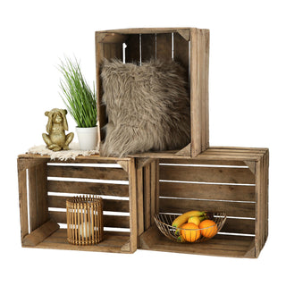 1x/4x Obstkiste Holzkiste Weinkiste Stapelkiste Vintage Look