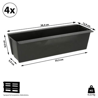 Pflanzkasten 4er Set aus Kunststoff für Europalette Pflanzkübel B 38/14cm