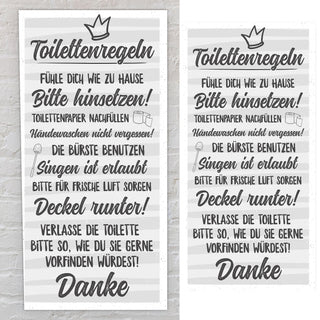 Plankenschild Toilettenregeln Shabby Chic 20x40cm MDF Sprüche Toilette Klo Hygieneregeln Regeln Stilles Örtchen Holzoptik Planken Wanddekoration