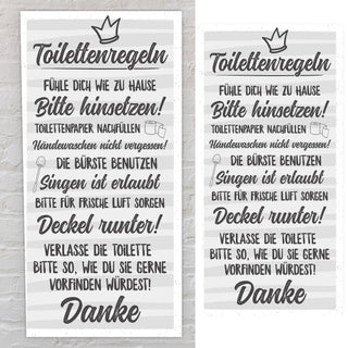 Plankenschild Toilettenregeln Shabby Chic 20x40cm MDF Sprüche Toilette Klo Hygieneregeln Regeln Stilles Örtchen Holzoptik Planken Wanddekoration